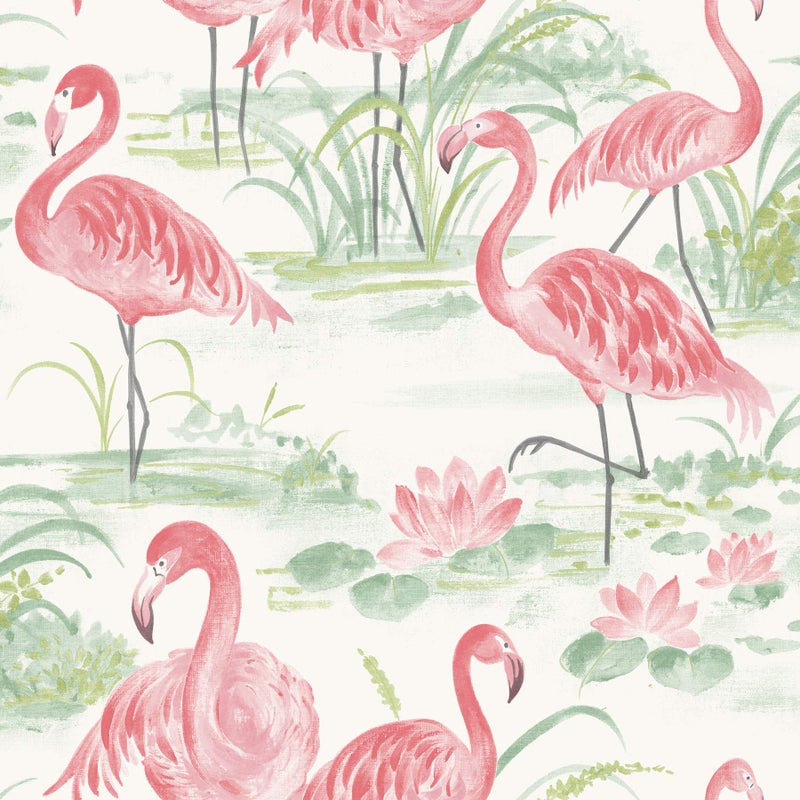 NuWallpaper NUS3679 Flamingo Beach Peel & Stick Wallpaper, Pink - Image 1